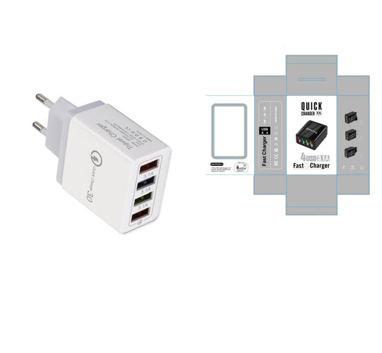 Carregador USB Quick Charge 3.0 4 Adaptador de telefone para tablet Carregador de parede portátil Carregador rápido para celular