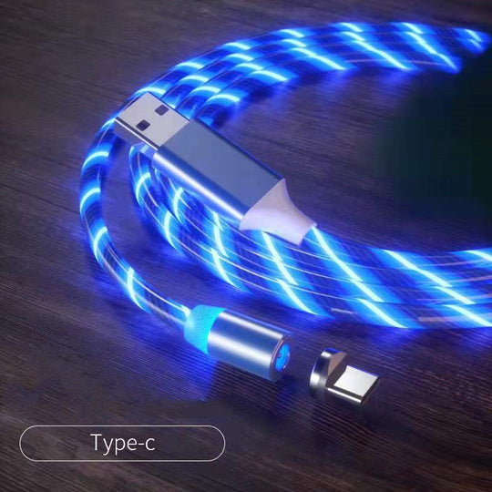 Cabo de carregamento magnético Streamer Cabo de carregamento rápido Lightning Micro USB Cabo de carregador magnético LED Tipo C