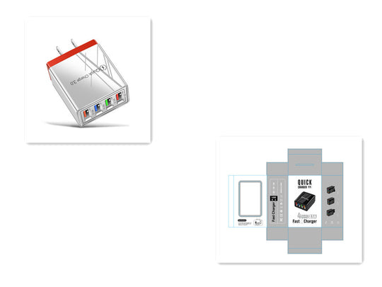 Carregador USB Quick Charge 3.0 4 Adaptador de telefone para tablet Carregador de parede portátil Carregador rápido para celular