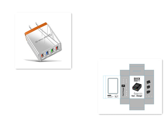 Carregador USB Quick Charge 3.0 4 Adaptador de telefone para tablet Carregador de parede portátil Carregador rápido para celular