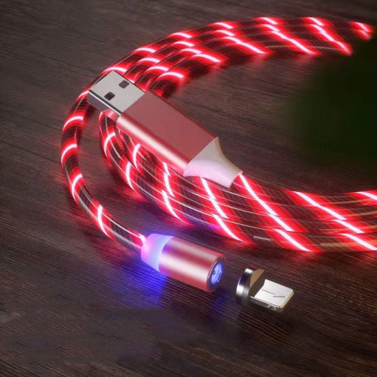 Cabo de carregamento magnético Streamer Cabo de carregamento rápido Lightning Micro USB Cabo de carregador magnético LED Tipo C