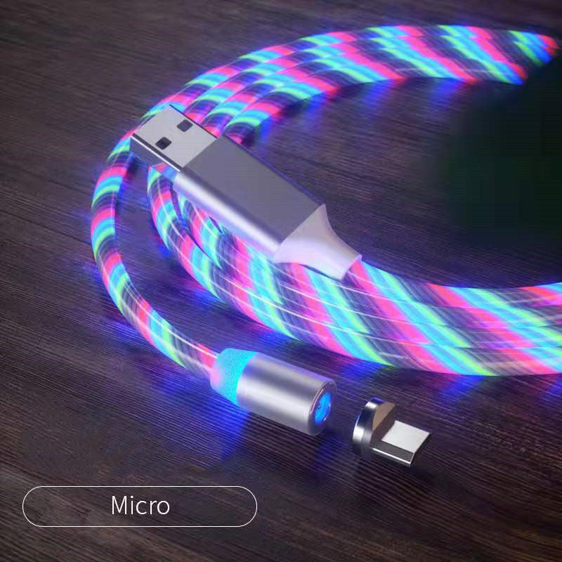 Cabo de carregamento magnético Streamer Cabo de carregamento rápido Lightning Micro USB Cabo de carregador magnético LED Tipo C