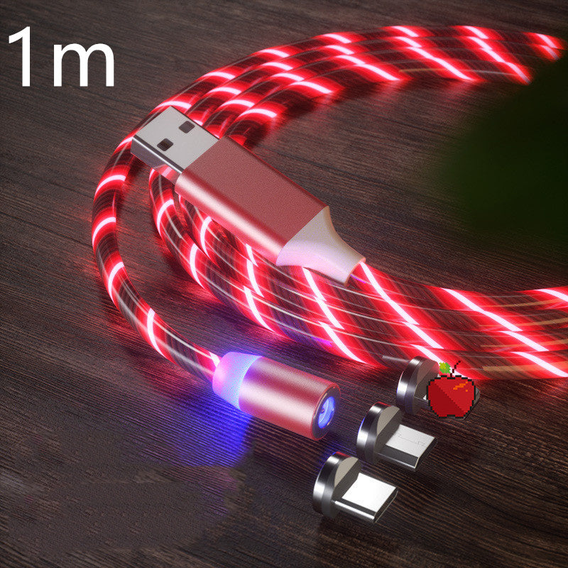 Cabo de carregamento magnético Streamer Cabo de carregamento rápido Lightning Micro USB Cabo de carregador magnético LED Tipo C