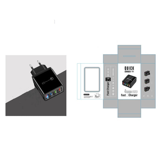 Carregador USB Quick Charge 3.0 4 Adaptador de telefone para tablet Carregador de parede portátil Carregador rápido para celular