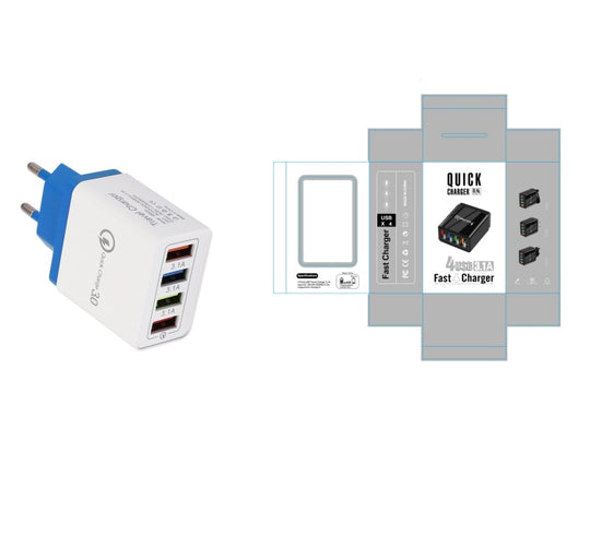 Carregador USB Quick Charge 3.0 4 Adaptador de telefone para tablet Carregador de parede portátil Carregador rápido para celular