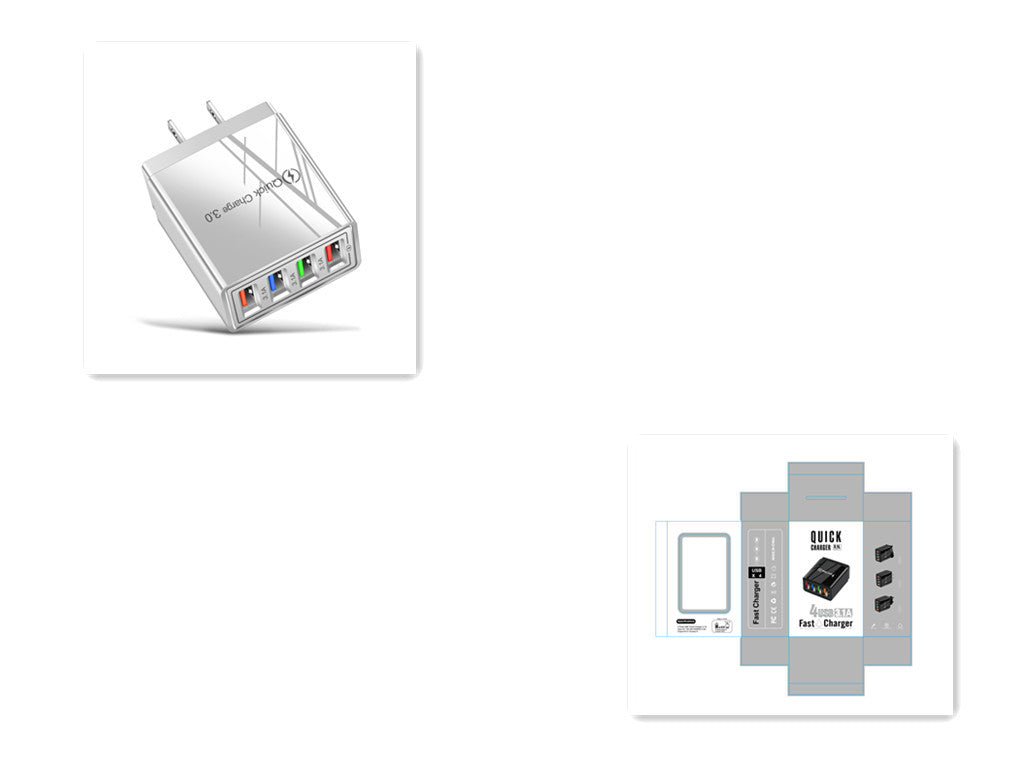 Carregador USB Quick Charge 3.0 4 Adaptador de telefone para tablet Carregador de parede portátil Carregador rápido para celular