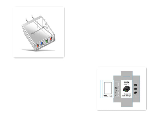 Carregador USB Quick Charge 3.0 4 Adaptador de telefone para tablet Carregador de parede portátil Carregador rápido para celular